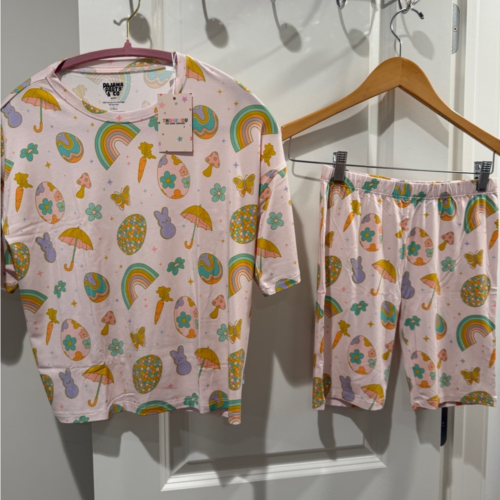 Pink Easter bamboo Girls Daywear Set size 9/10 NWT by Made with Magic